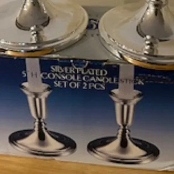 Candlestick Holders 5" Silver-Plated Set of 2 (Brand: Godinger) New - Picture 6 of 6